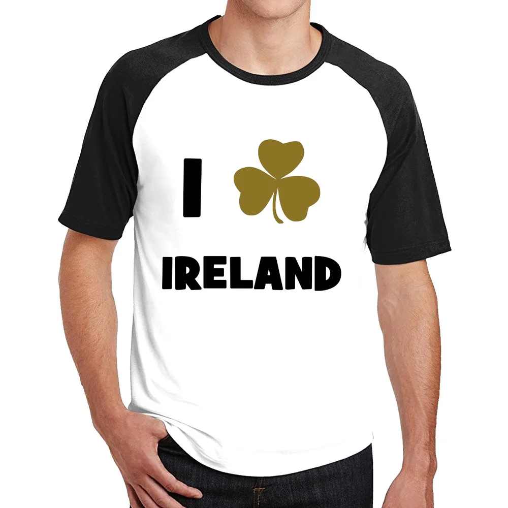 I Love Ireland Men Casual Sleeve Tshirt Raglan Jersey-in T