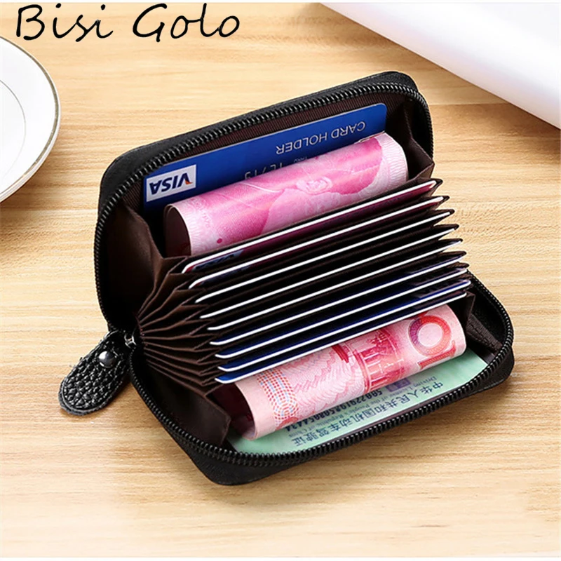 

BISI GORO 2019 Credit Card Holder 11 bits Function Genuine Leather Card Wallet Casual High Quality Card Case for Men and Women