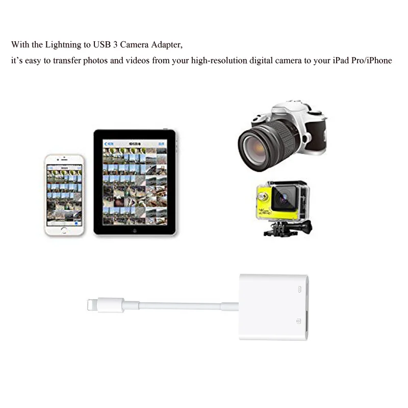 Для разъема Lightning-USB 3 Камера ридер OTG адаптер подключения Наборы кабель для синхронизации данных и зарядки для iPhone X/XR/XS/xsmax/8/8 Plus/7/7plus/iPad/