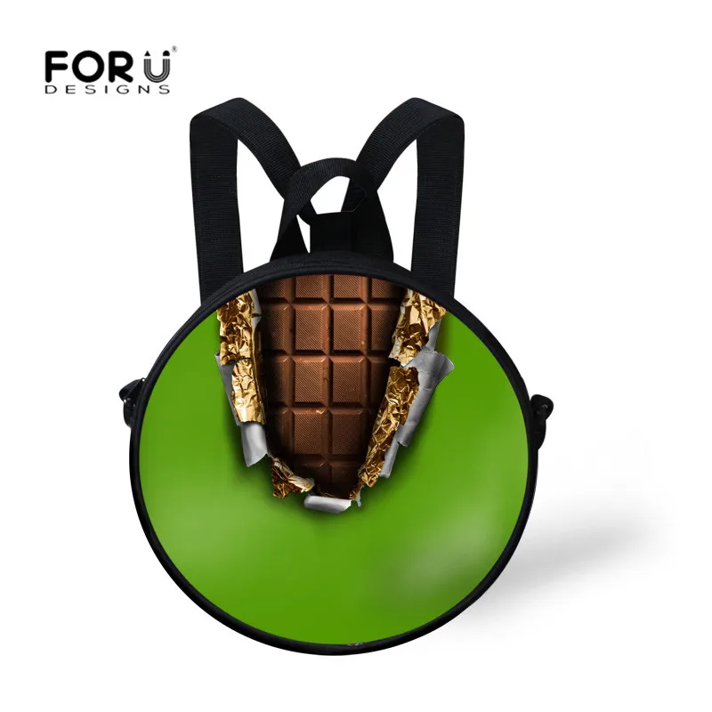 Популярные круглые школьные ранцы FORUDESIGNS с 3d рисунком шоколада и животных рюкзак