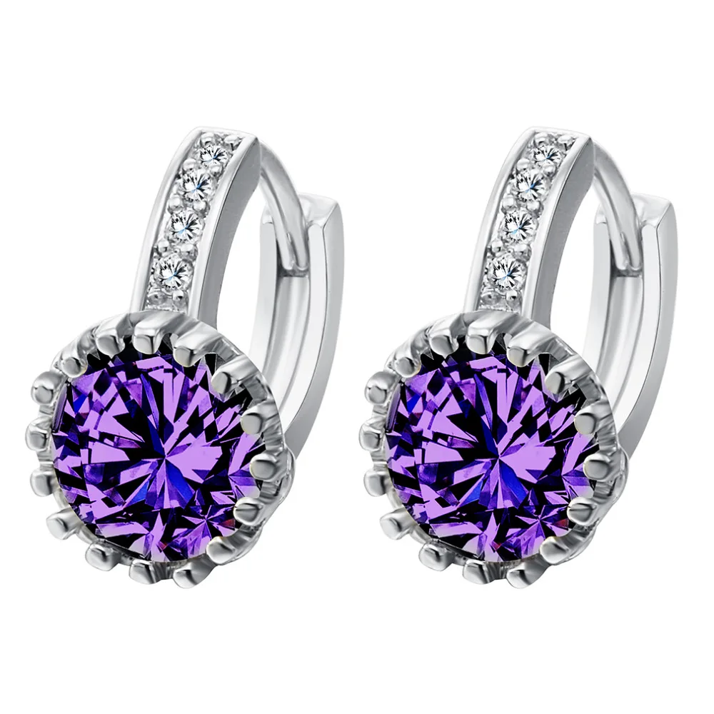 New! 1Pair Hoop Earrings Big Sale Real Platinum Plate Micro Inaly Clear Cubic Zircon Wedding Earrings