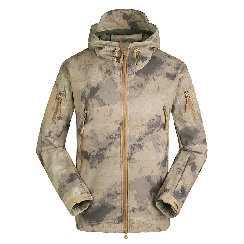 ESDY Brand Camouflage Military Men Hooded Jacket, Sharkskin Softshell