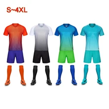 Плюс размеры футболка комплекты для взрослых детей сетка Футбол Джерси Дети футбольные тренировочные костюмы с коротким рукавом спортивная одежда набор для мужчин