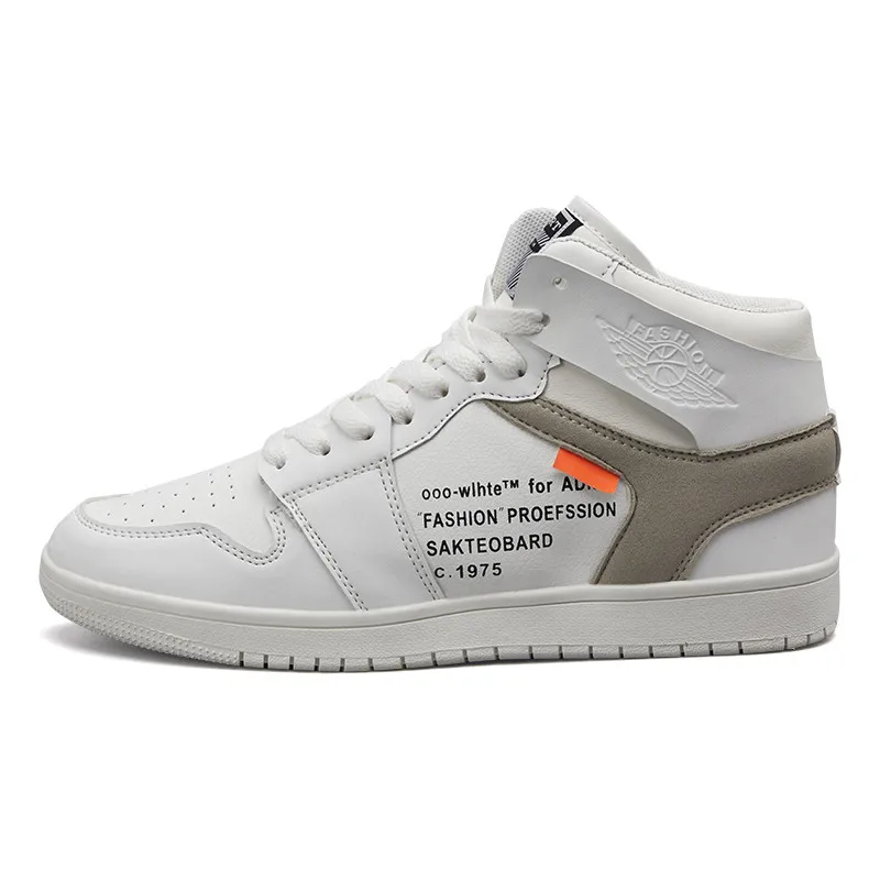 white AJ1 Модная повседневная мужская обувь; высокие кроссовки; Мужская обувь; Высококачественная Нескользящая прогулочная обувь; Zapatos De Hombre Chaussures homme - Цвет: white AJ1