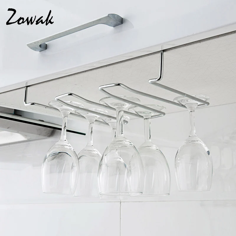 AUHOKY 4pc Stemware Glass Rack, Wall Mountable Metal Libya
