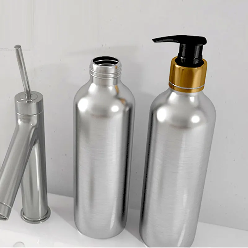 Пустые бутылки для лосьона с насосом, серебро, алюминий, жидкое мыло, контейнеры для дозаторов, лосьон для тела, крем, бутылка-контейнер для косметики