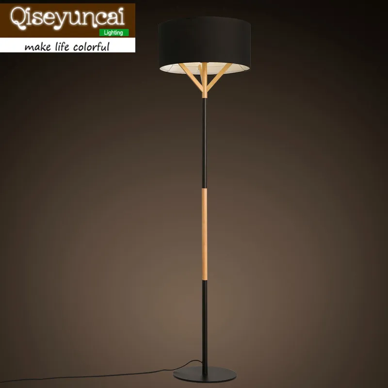 Qiseyuncai Nordic modern wooden Floor lights minimalist fashion vertical bedroom study living room cloth Floor Lamps