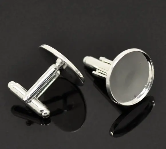 

Free hipping!!! Silver Plated Cabochon Setting Cuff Links 26x20mm(Fit 18mm)