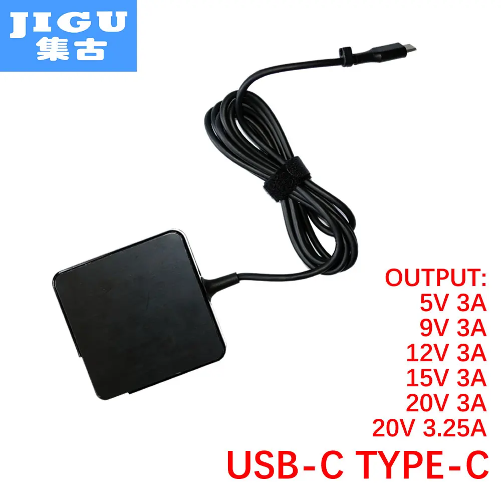  JIGU Fast Charger Type-C Power Adapter 65W 5V3A 9V3A 12V3A 15V3A 20V3.25A 20V3A for MacBook Pro Lap