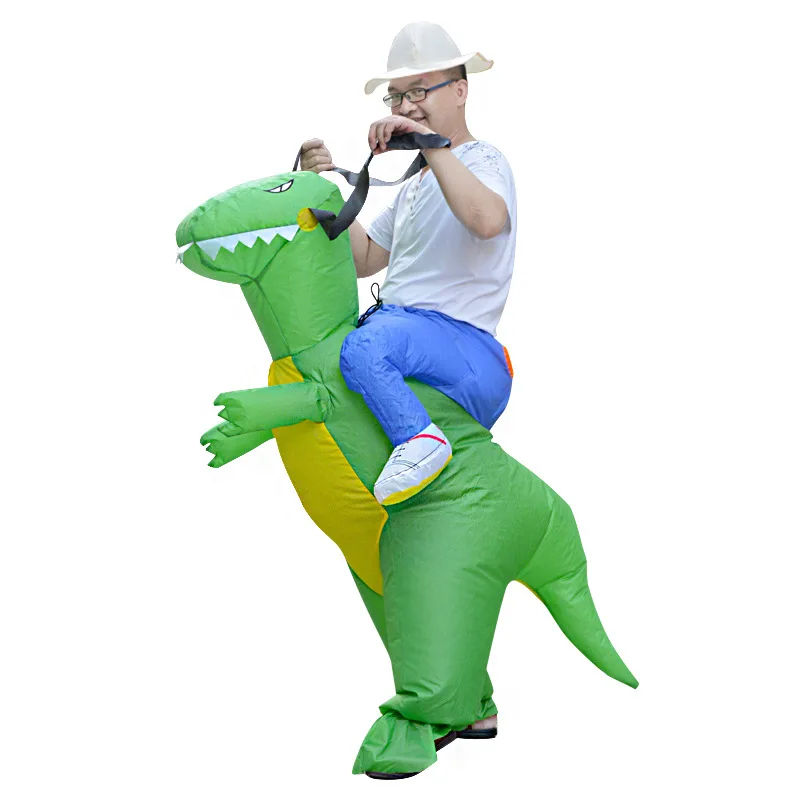 Halloween Adult Jurrasic World Cosplay Costume Man Riding a Green