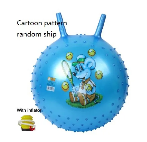 45 см резиновые прыгающие шары надувной массажный Рог Игрушка Дети прыжки воздушный шар игра Спорт на открытом воздухе домашние игры для детей - Цвет: Blue ball with pump