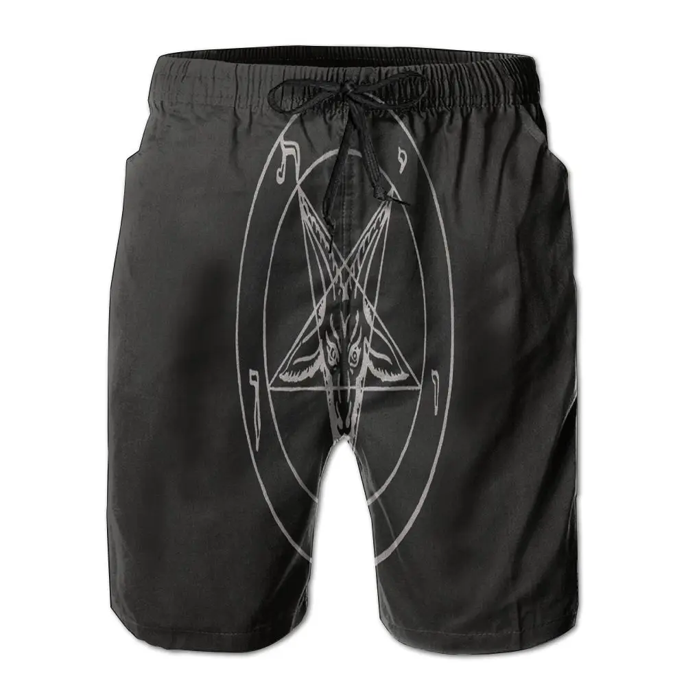 SAMCUSTOM mens perspiration quick dry ultra light breathable Leisure home shorts satan 3D printing beach shorts - Цвет: Белый
