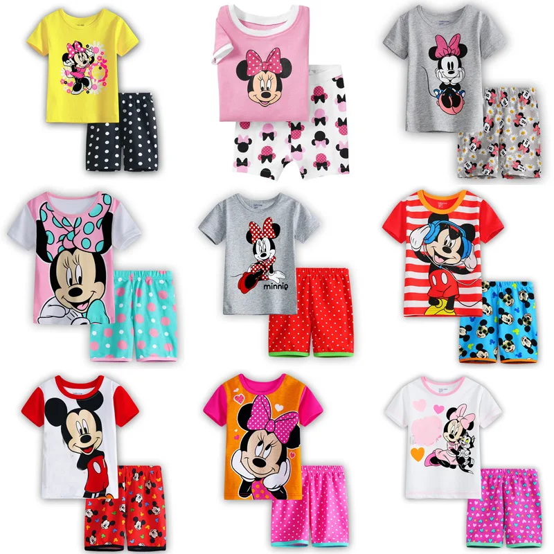 

2T-7T Children's Pajamas Summer Short-sleeved tshirt + shorts sports set Kids Pyjamas Boys Girls Pajamas Baby Sleepers Sleepwear