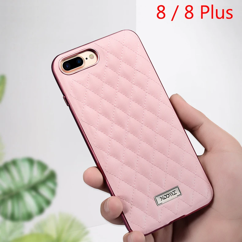 

New 5 Colors for iphone8 phone cover icarer XOOMZ Brand Fashion Back Case iphone 8 Plus Rhombus stitches Lady Girl Friend Gift
