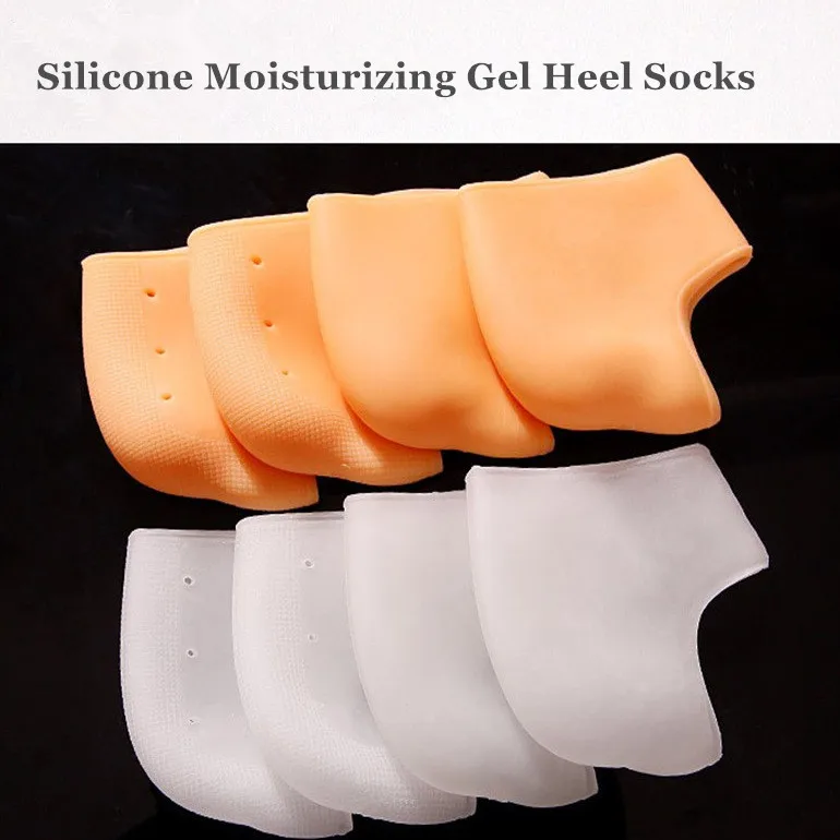 Cuidado de los pies calcetines 2 piezas nuevo de silicona hidratante Gel tacón calcetines con agujero roto pie cuidado de la piel protectores
