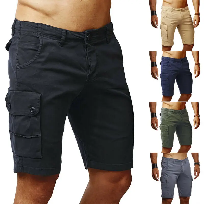 Новые мужские летние рабочие шорты рабочие брюки до колена повседневные спортивные многокарманные однотонные шорты