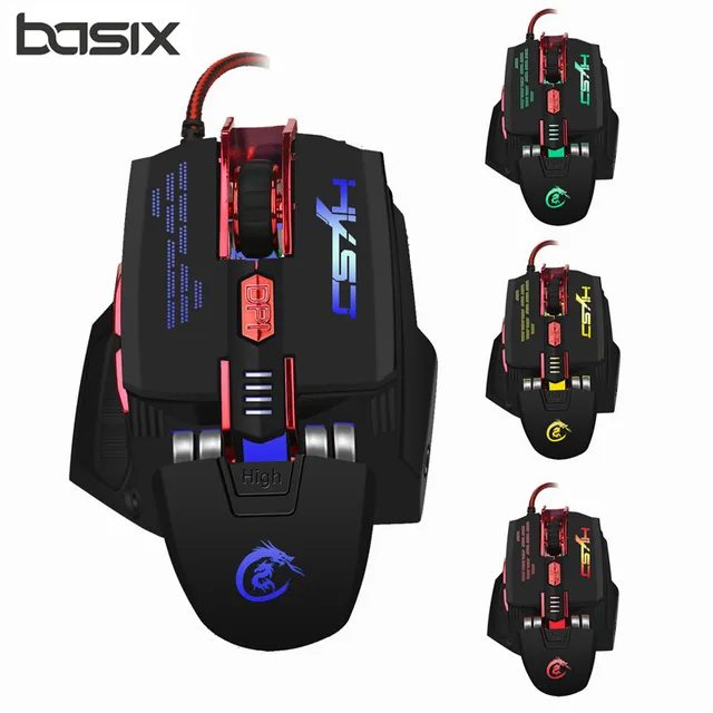 BASIX High-end Professional Wired Gaming Mouse 4000DPI Adjustable 7 Buttons USB Optical Gamer Mouse Mice For PC Computer Laptop