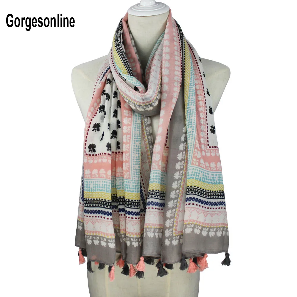 

Lightweight Bohemian Scarf Women Shoulder Wrap Tassels Shawls For Lady hijab scarf