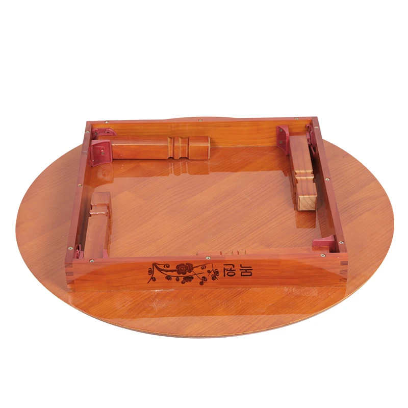 Modern Round Table Folding Legs 90cm Natural/Cherry Finish Living Room Furniture Large Low Round Coffee Table Solid Pine Wood