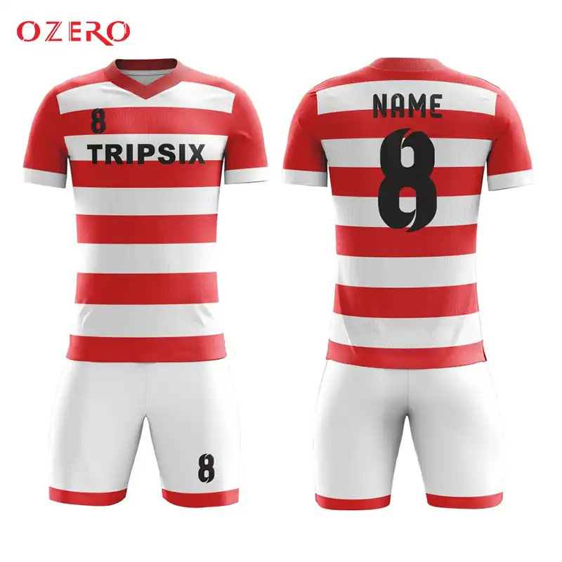 red and white striped soccer jersey