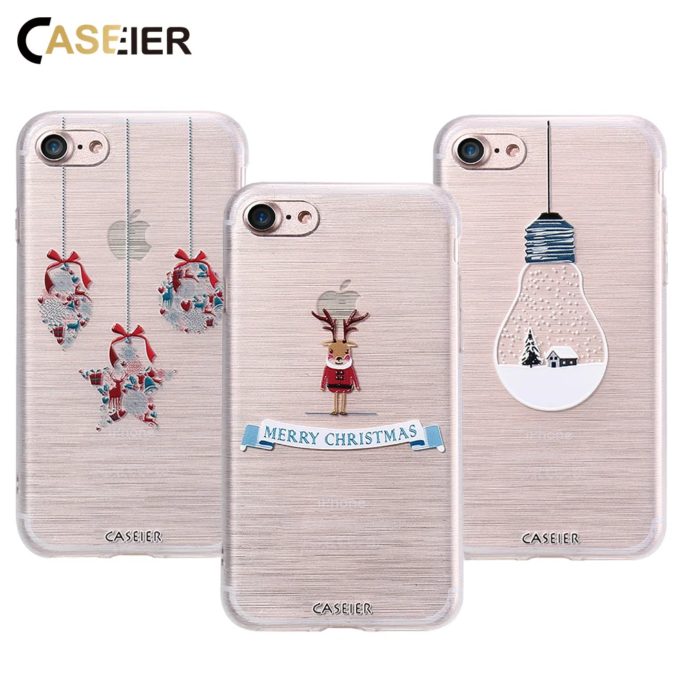 

CASEIER Phone Case For iPhone 6s 6 Plus Soft TPU Ultra-thin Merry Christmas Cover For iPhone 5s 5 SE Relief Silicone phone Shell