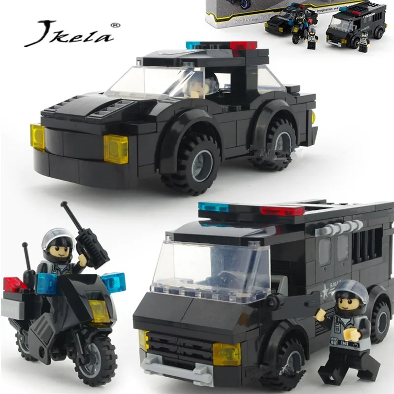 

Car my SWAT City Police station Prison minecraft Blocks Sets Ship Helicopter Vehicle Creator Bricks Playmobil Toys for