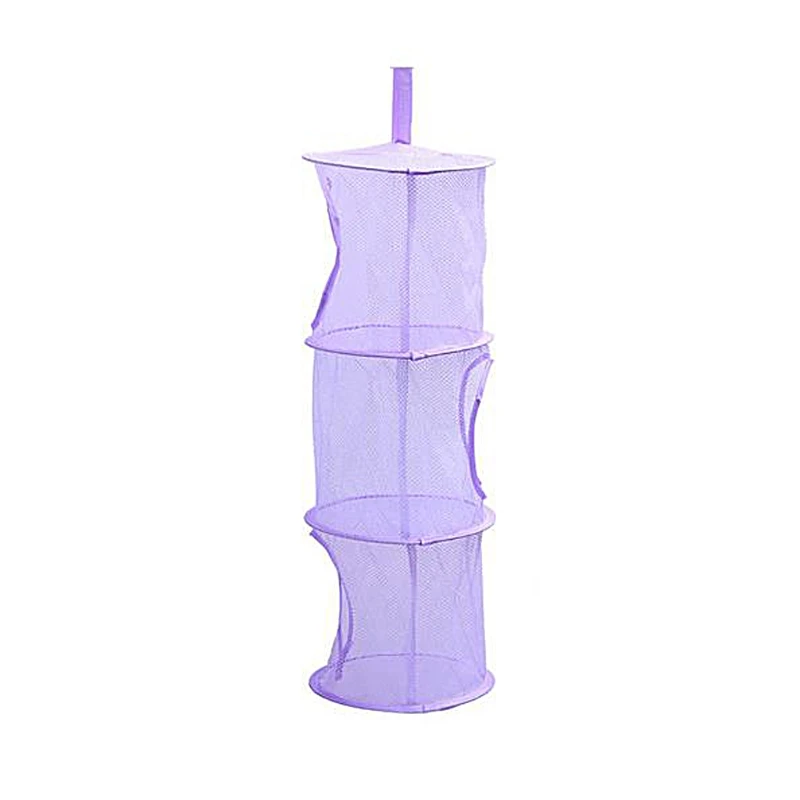 Складной 3 полки сетчатый детский игрушечный Органайзер сумка домашняя сетка подвесная сумка для хранения Спальня Стены Двери шкафа гостиная Комплект для хранения - Цвет: Фиолетовый