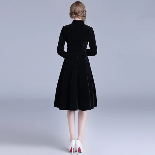 Spring Velvet Dress Women Vestido De Festa Gothic Women Dresses Vestidos Robe Femme Womens Clothing Winter Vintage Dress