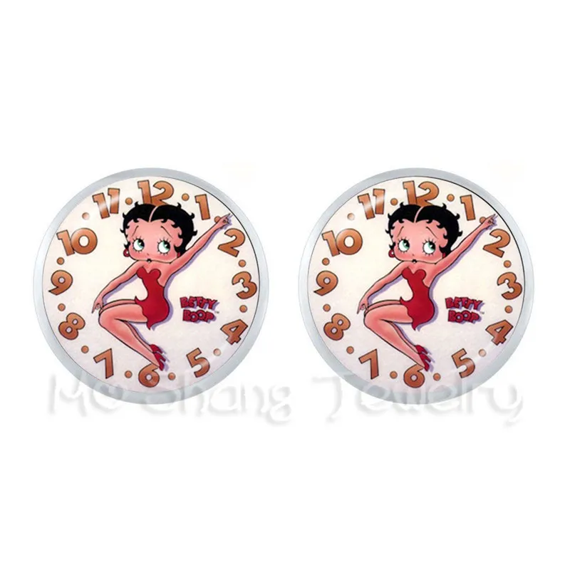 Счастливый Хэллоуин Сексуальные Betty Boop серебряные серьги веселая Рождественская фотография искусство стеклянные заклепки с закругленной головкой серьги Рождественский подарок для друзей - Окраска металла: 7