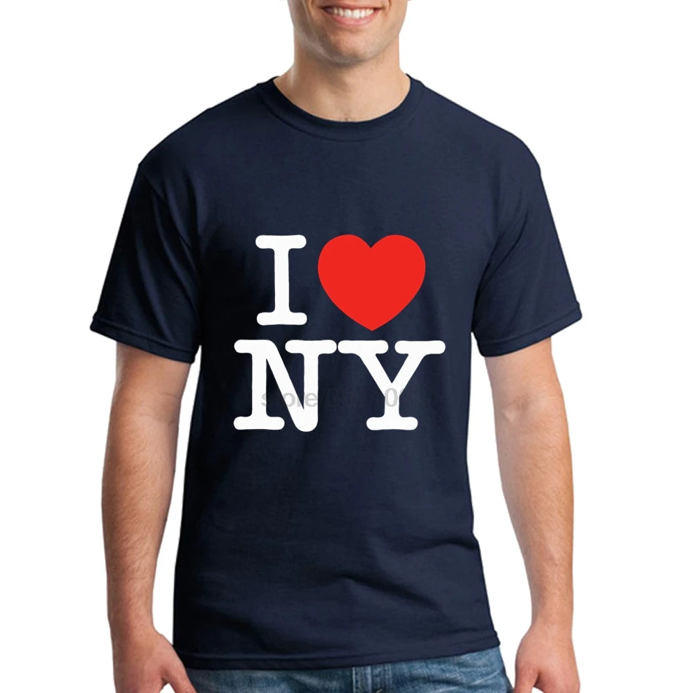 Рубашки для мужчин I Love NY Нью-Йорк печатные сердце короткий рукав рубашки дешевые