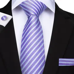 DiBanGu светло-фиолетовый в полоску 8 см шелк Для мужчин галстуки для Для мужчин жаккардовые Шелка шеи галстук костюм для формального офис
