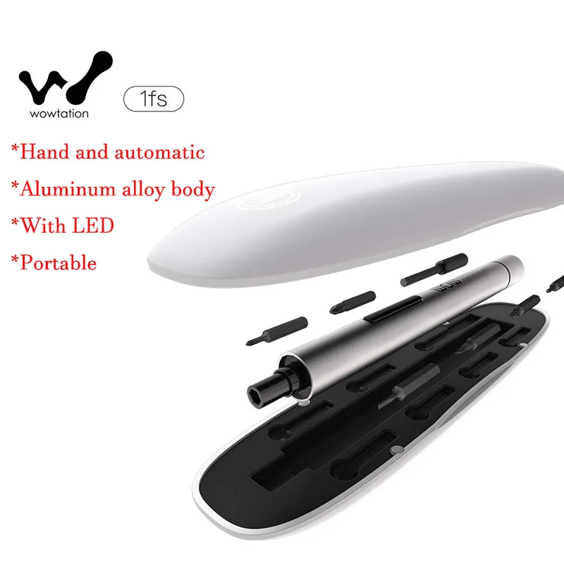 Prix pour 24 Heures Le Bateau D'origine Xiaomi Wowstick 1FS Mini Tournevis Électrique Corps En Aluminium Avec LED DIY Outil Kit pour Téléphone Appareil Photo réparation Prix pour 24 Heures Le Bateau D'origine Xiaomi Wowstick 1FS Mini Tournevis Électrique Corps En Aluminium Avec LED DIY Outil Kit pour Téléphone Appareil Photo réparation