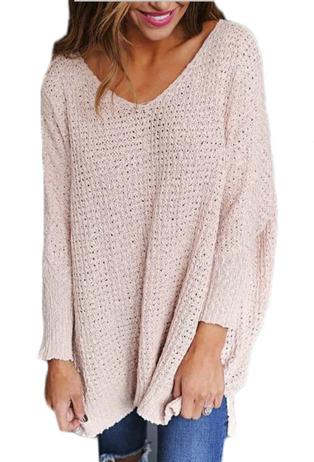 V Neck Knitting Sweaters Autumn Women Pullovers 2017 Casual Loose