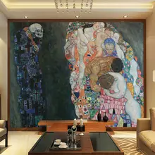 Густав Климт картины маслом жизнь и смерть настенные фрески водонепроницаемый обои пользовательские 3d фото обои Книги по искусству Спальня кабинет Декор