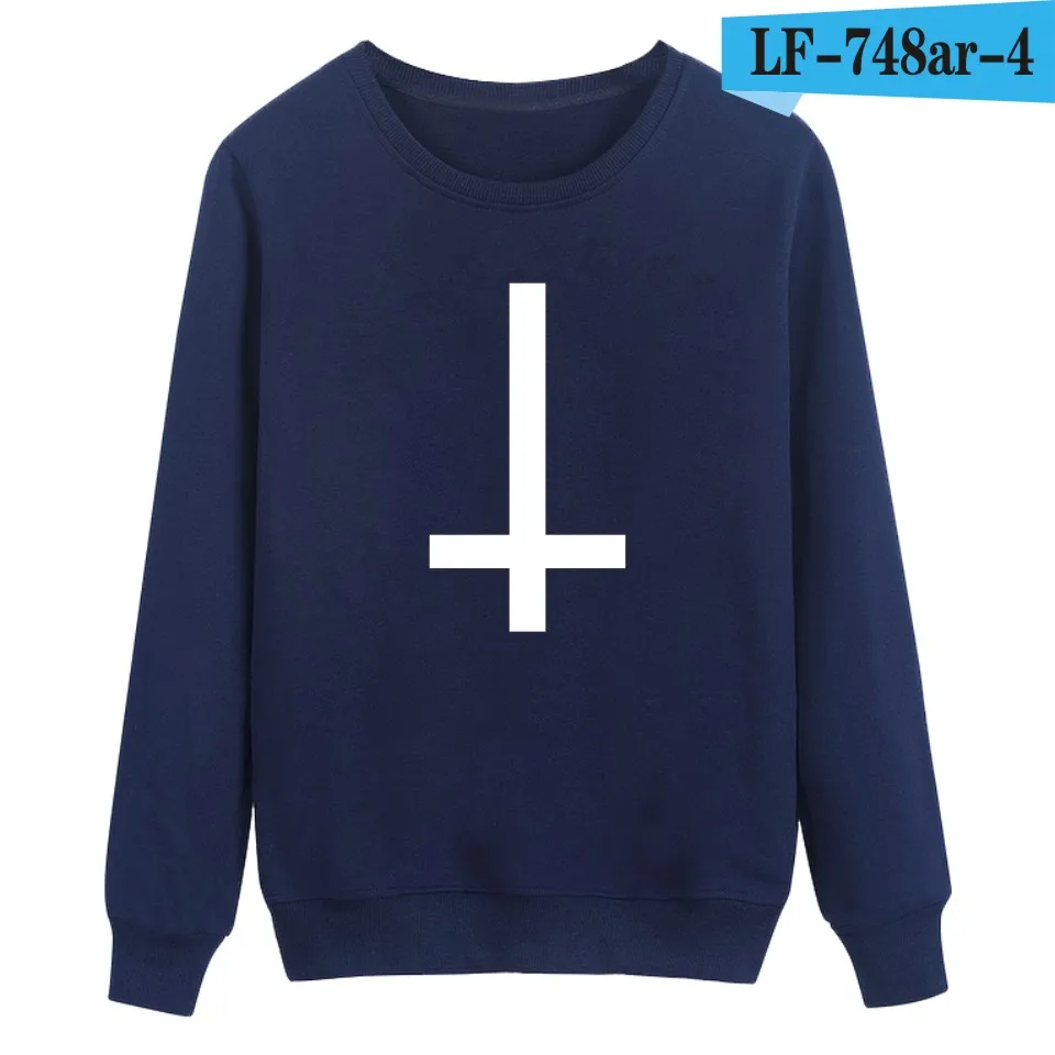 navy blue Зимняя Теплая Повседневная стильная модная Толстовка с принтом сатаны и крутые толстовки, мужские брендовые дизайнерские толстовки размера плюс - Цвет: navy blue