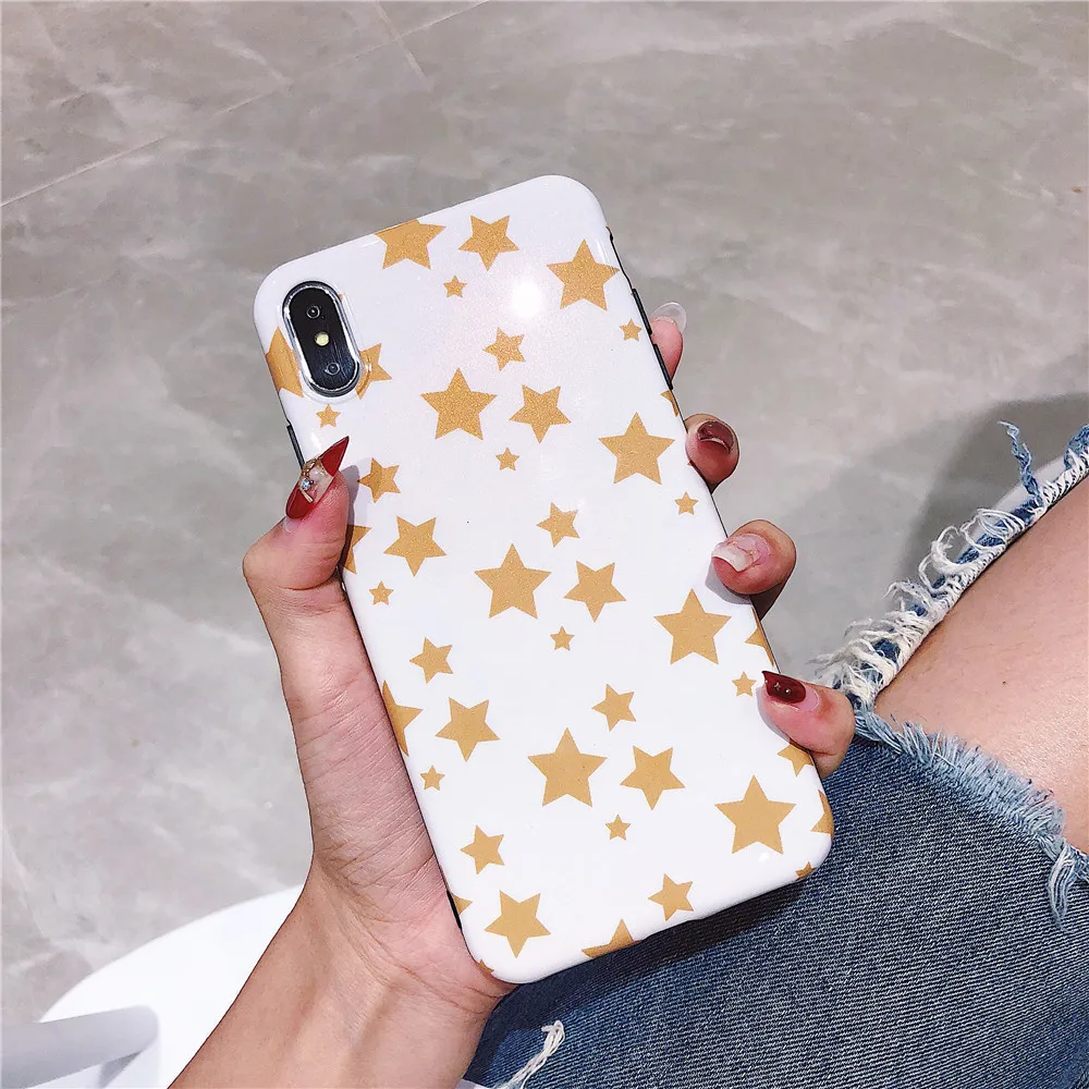 Роскошные золотые звезды силиконовый чехол для iPhone X XS MAX XR случае девушка просто