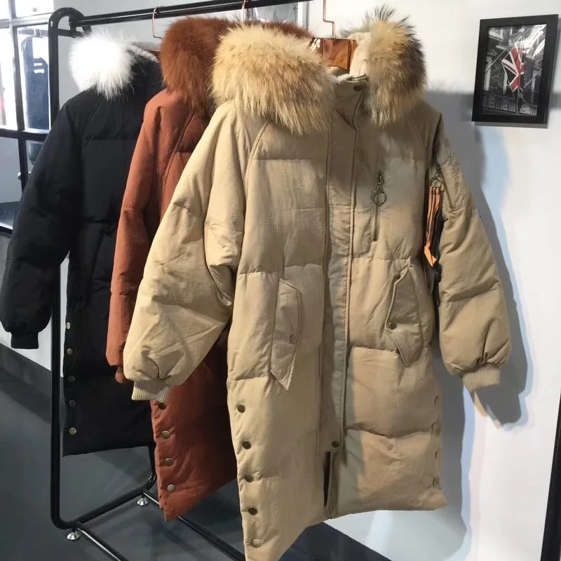 Fitaylor большая настоящая натуральная мех енота зимняя куртка женская толстая