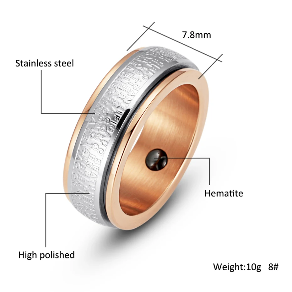 WelMag модное мужское гематитовое магнитное кольцо здоровья из нержавеющей стали двойное кольцо обручальное кольцо ювелирные изделия для женщин