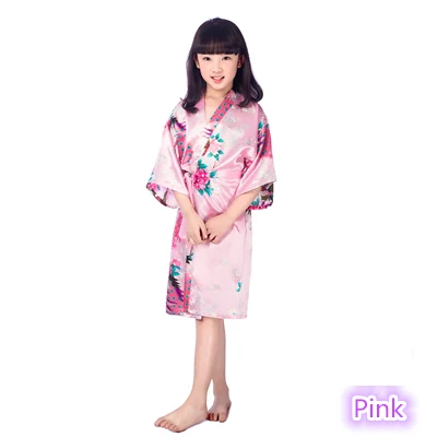 Новинка; детское платье для костюмированной вечеринки; платье-кимоно в японском стиле для маленьких девочек; Детские винтажные танцевальные костюмы юкаты для девочек 2-14 лет - Цвет: pink