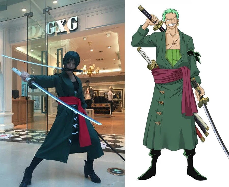アニメワンピースロロノア ゾロコスプレコスチュームグリーン制服衣装ハロウィンの大人の衣装 男性カーニバル Disfraces S Xl Aliexpress