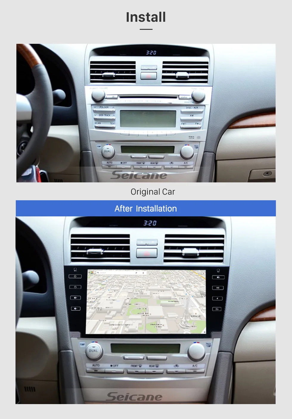 Top Seicane Car Radio For 2007 2008 2009 2010 2011 Toyota Camry Android 8.0 9 Inch Bluetooth Wifi GPS Navigation Multimedia Player 3
