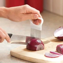 1Pcs Onion Cutter Support Stainless Metal Vegetable Slicer Holder Kitchen Devices Potato Cutter Support Information Handy Cooking Software