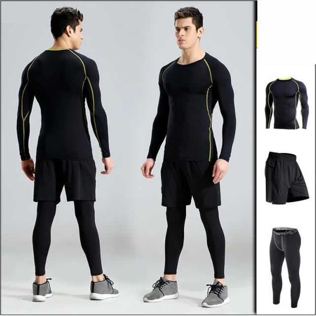 Newest 3pcs/set men running set sport costumes for fitness men