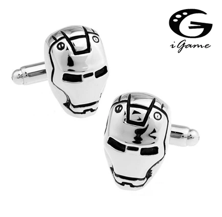 

iGame Cufflinks Silver Color Ironman Mask Design Superheroes Cuff Links Free Shipping