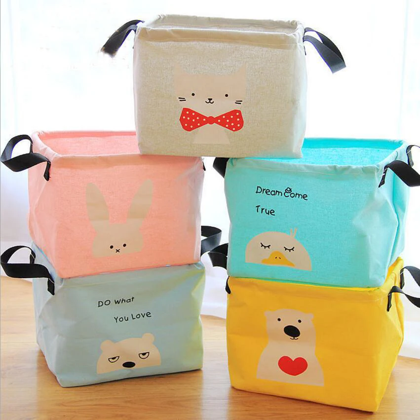 

The New Cartoon Makeup Cosmetic Storage Box Kids Toys Storage Barrels Organiser Foldable Container floral Storage Basket AU773