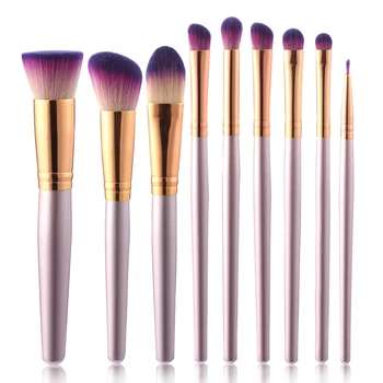 

9Pcs Oblique Flat Flame Brush Face Make Up Foundation Powder Brush Cleaner Wood Handle Eyeshadow Eyebrow Lip Brushes
