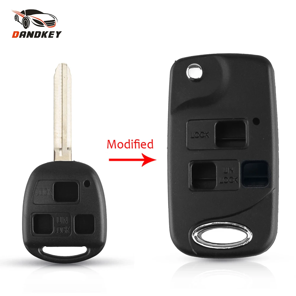 

Dandkey 3 Button +Rubber Pad Remote Flip Key Shell Case For Toyota Rav4 Corolla Yaris Cruiser Camry Rado Avalon Land TOY43 Blade