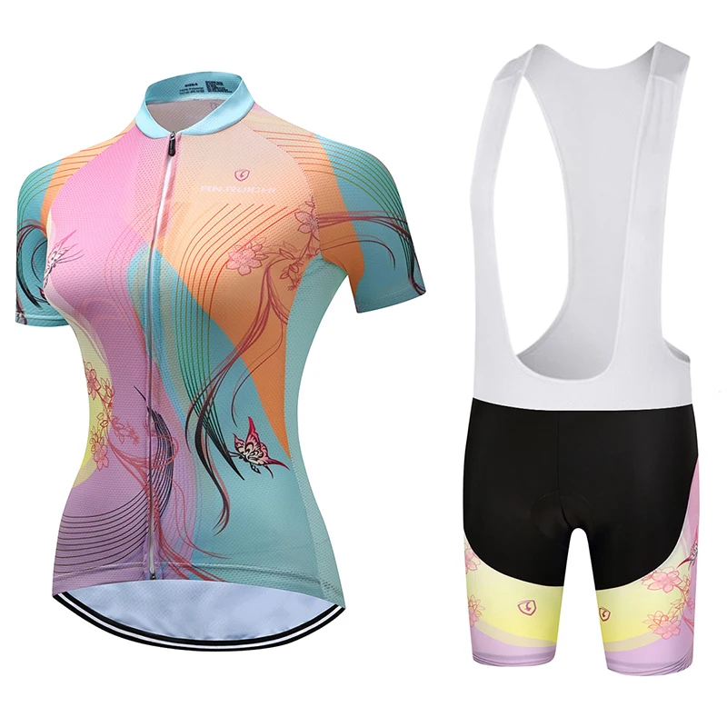 

Women Short Bicycle Cycling Sets Quick Dry Butterfly Pattern 3D Padding Cushion Sport Jerseys Customized/Wholesale Service