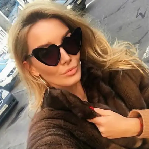 Женские солнцезащитные очки кошачий глаз красные в форме сердца винтажные