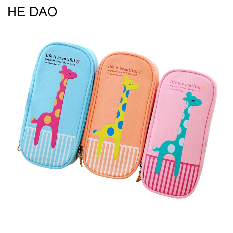 

Kawaii Giraffe Thickening Canvas Large Capacity School Pencil Case Stationery Storage Bag Estojo Escolar School Supplies